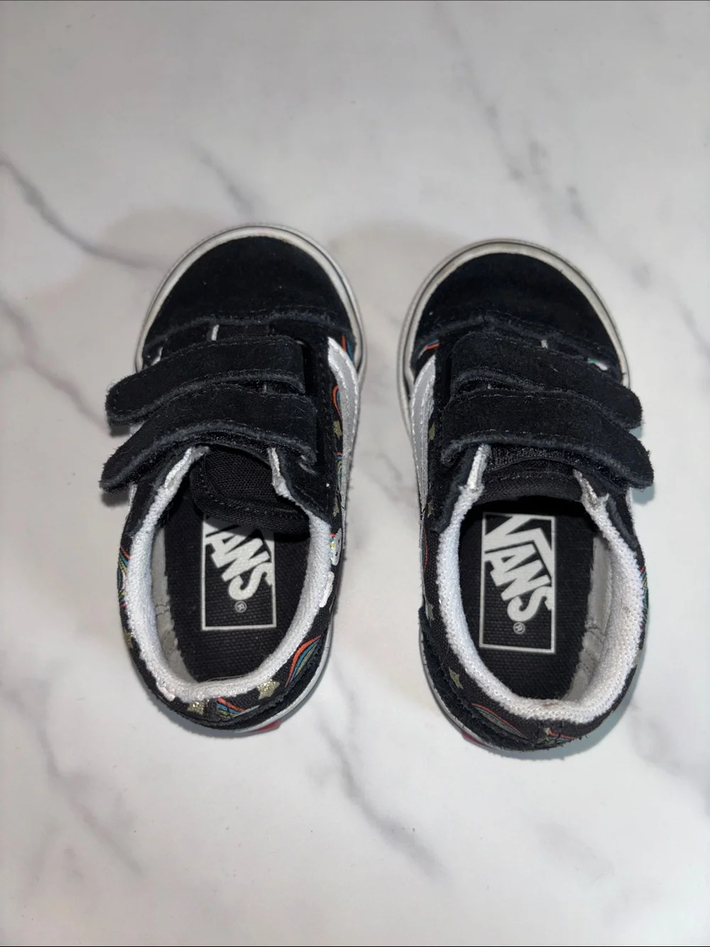 Vans Kids Black Sneakers with Rainbow & Cloud Print